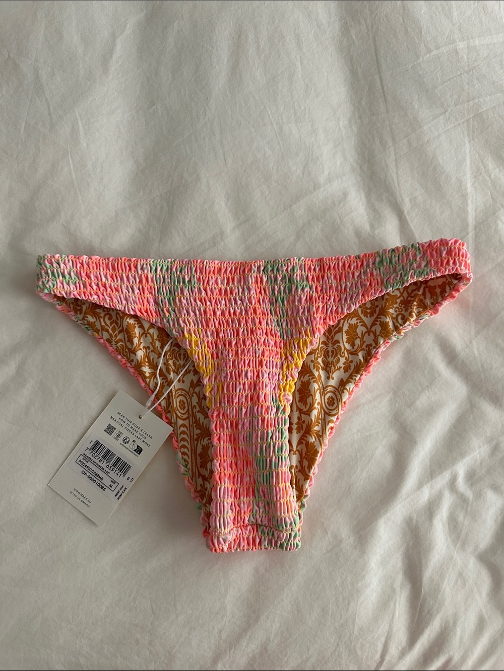 Maaji Pink Multi Smocked Bikini Bottom